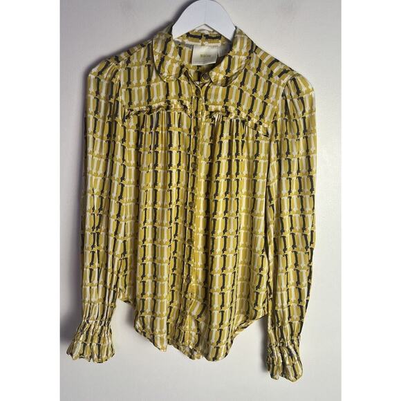 Anthropologie Maeve Fredericka Button Down Shirt Dachshund Dog Size‎ 2 - Picture 2 of 10